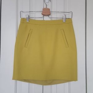 J.crew wool skirt with zip pocket 00 Mustard Green